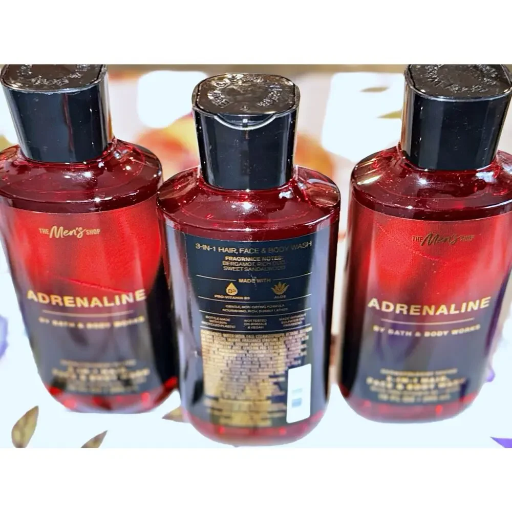 Bath & Body Works 10 oz Adrenaline Men's 3-in-1 Hair Face Body Wash Gel x3
